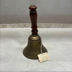 Vintage Brass Hand Bell with Wooden Handle